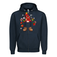 Navy custom christmas gnome Zipper Hoodie - MaliasSmallBusiness