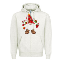 Oatmeal Heather custom christmas gnome Zipper Hoodie - MaliasSmallBusiness