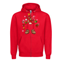 Red custom christmas gnome Zipper Hoodie - MaliasSmallBusiness