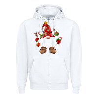 White custom christmas gnome Zipper Hoodie - MaliasSmallBusiness