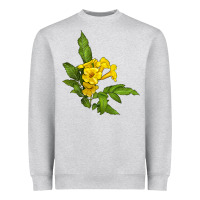 Heather Grey yellow elder flower Heavyweight Sweatshirt - LillyAllenDesigns