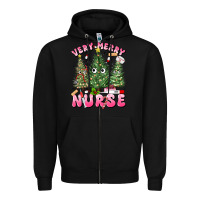 Black very merry nurse Zipper Hoodie - MaliasSmallBusiness