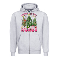 Heather Grey very merry nurse Zipper Hoodie - MaliasSmallBusiness