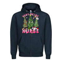 Navy very merry nurse Zipper Hoodie - MaliasSmallBusiness