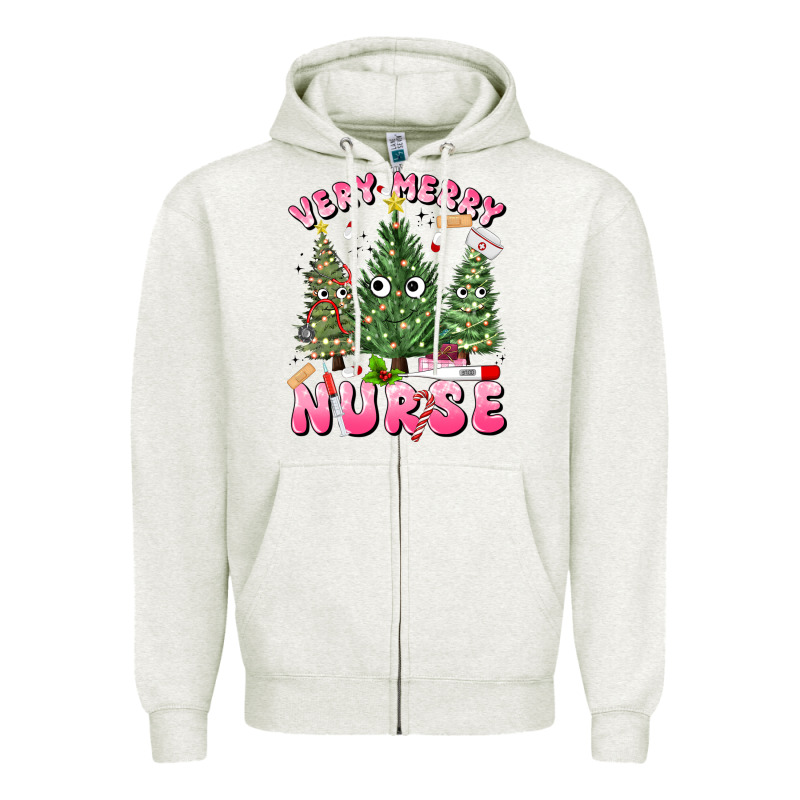 Very Merry Nurse Zipper Hoodie by MaliasSmallBusiness | Teevron