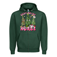 Sports Green very merry nurse Zipper Hoodie - MaliasSmallBusiness
