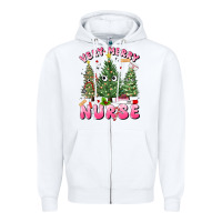 White very merry nurse Zipper Hoodie - MaliasSmallBusiness