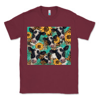 Burgundy western leopard sunflower black and white  cow Classic Tee - BarkalooDesign