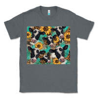 Charcoal Heather western leopard sunflower black and white  cow Classic Tee - BarkalooDesign