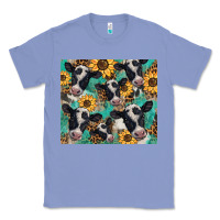 Colony Blue western leopard sunflower black and white  cow Classic Tee - BarkalooDesign