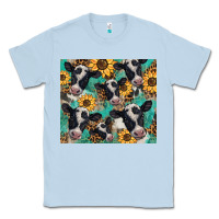 Dusty Blue western leopard sunflower black and white  cow Classic Tee - BarkalooDesign