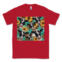 Red western leopard sunflower black and white  cow Classic Tee - BarkalooDesign