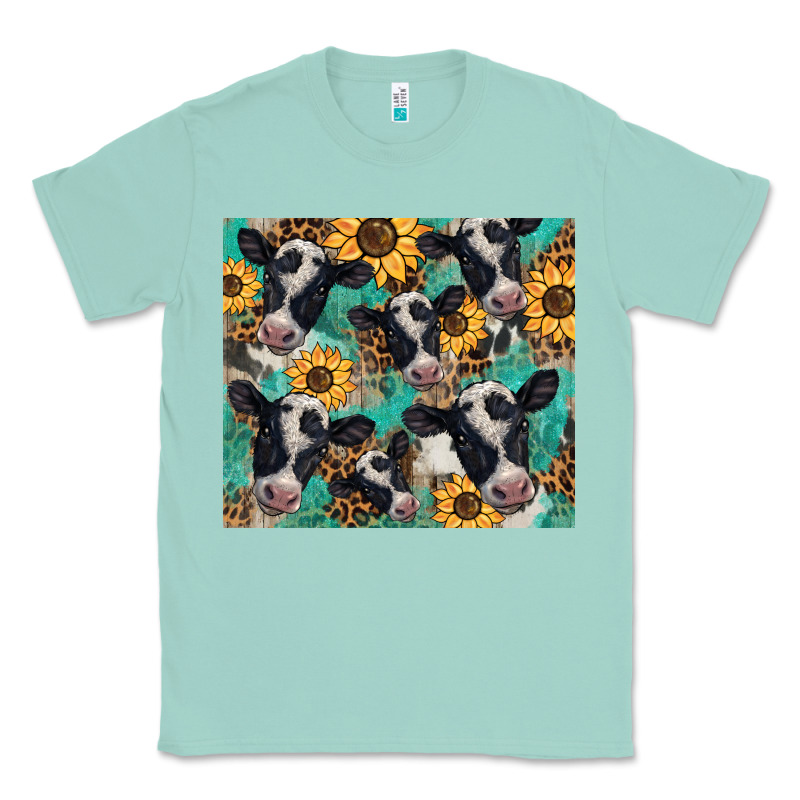 Western Leopard Sunflower Black And White  Cow Classic Tee by BarkalooDesign | Teevron