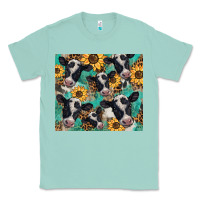 Seafoam western leopard sunflower black and white  cow Classic Tee - BarkalooDesign