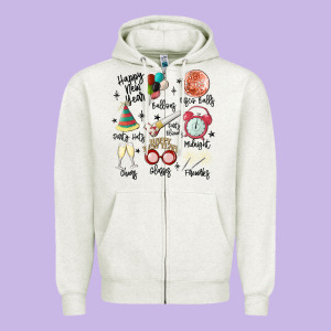 Happy New Year Zipper Hoodie Designed By Maliassmallbusiness
