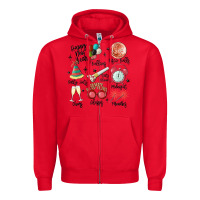 Red happy new year Zipper Hoodie - MaliasSmallBusiness