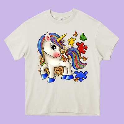 Autism Unicorn Heavy Core Tee Designed By Zillion Design Studio