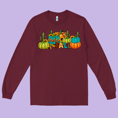 Hello Fall Long Sleeve Tee Designed By Jahusdesignshop