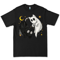Black Ghost Cats with Balance Halloween Premium Tee - texasbilliewilder
