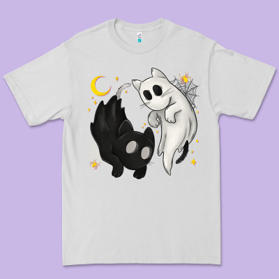 Ghost Cats With Balance Halloween Premium Tee Designed By Texasbilliewilder