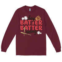 Burgundy hey batter batter swing Long Sleeve Tee - MaliasSmallBusiness