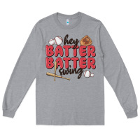 Heather Grey hey batter batter swing Long Sleeve Tee - MaliasSmallBusiness