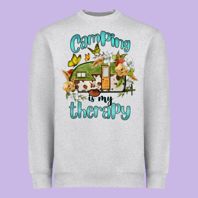 Camping Is My Therapy Heavyweight Sweatshirt Designed By Barkaloodesign