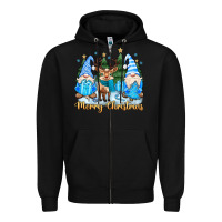 Black merry christmas gnome Zipper Hoodie - MaliasSmallBusiness