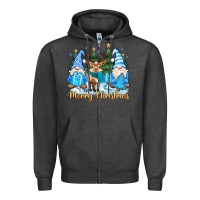 Charcoal Heather merry christmas gnome Zipper Hoodie - MaliasSmallBusiness