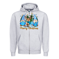 Heather Grey merry christmas gnome Zipper Hoodie - MaliasSmallBusiness