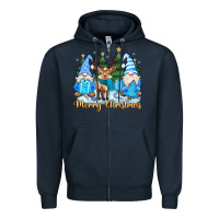 Navy merry christmas gnome Zipper Hoodie - MaliasSmallBusiness