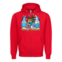 Red merry christmas gnome Zipper Hoodie - MaliasSmallBusiness