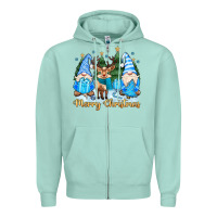 Seafoam merry christmas gnome Zipper Hoodie - MaliasSmallBusiness