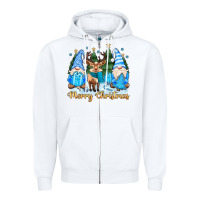 White merry christmas gnome Zipper Hoodie - MaliasSmallBusiness
