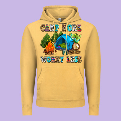 Camp More Worry Less Vintage Hoodie Designed By Adodesignshop