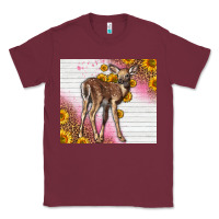 Burgundy Western Cute Baby Deer Fawn Classic Tee - LillyAllenDesigns