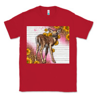 Red Western Cute Baby Deer Fawn Classic Tee - LillyAllenDesigns