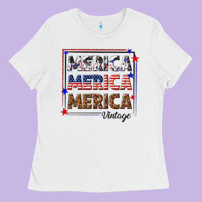 Merica Merica Merica Vintage Ladies Tee Designed By Texasbilliewilder