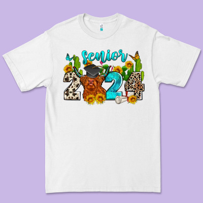 Senior 2024 Cow Premium Tee Designed By Zillion Design Studio