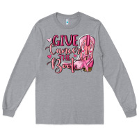 Heather Grey give cancer the boot Long Sleeve Tee - MaliasSmallBusiness