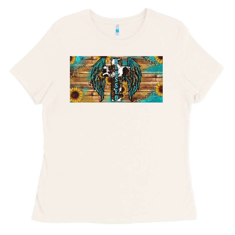 Western Blessed Cros Sunflowers Licence Plate Ladies Tee by RanaPortraitStore | Teevron