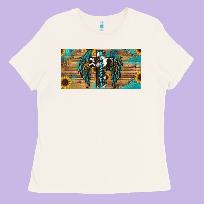 Western Blessed Cros Sunflowers Licence Plate Ladies Tee Designed By Ranaportraitstore