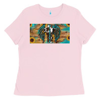 Bubblegum Pink western blessed cros sunflowers licence plate Ladies Tee - RanaPortraitStore