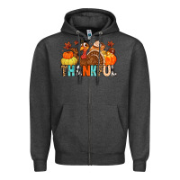 Charcoal Heather thankful Zipper Hoodie - MaliasSmallBusiness