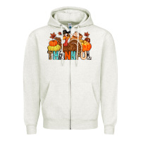 Oatmeal Heather thankful Zipper Hoodie - MaliasSmallBusiness