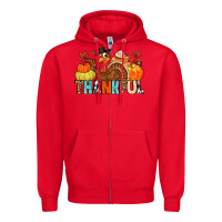 Red thankful Zipper Hoodie - MaliasSmallBusiness
