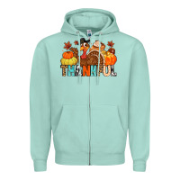 Seafoam thankful Zipper Hoodie - MaliasSmallBusiness