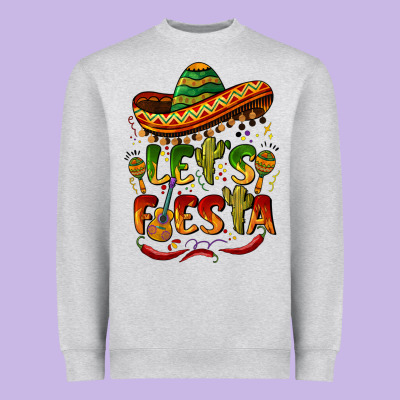 Let's Fiesta Mexican Hat Heavyweight Sweatshirt Designed By Barkaloodesign