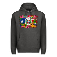 Charcoal Heather Dominican Republic and Puerto Rico Flag Premium Hoodie - texasbilliewilder