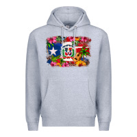 Heather Grey Dominican Republic and Puerto Rico Flag Premium Hoodie - texasbilliewilder